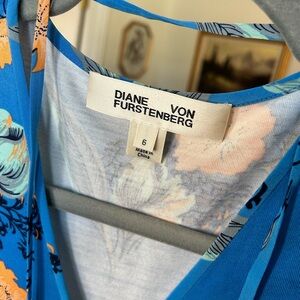 Diane Von Furstenberg Vibrant Blue and Peach Silk Wrap Dress